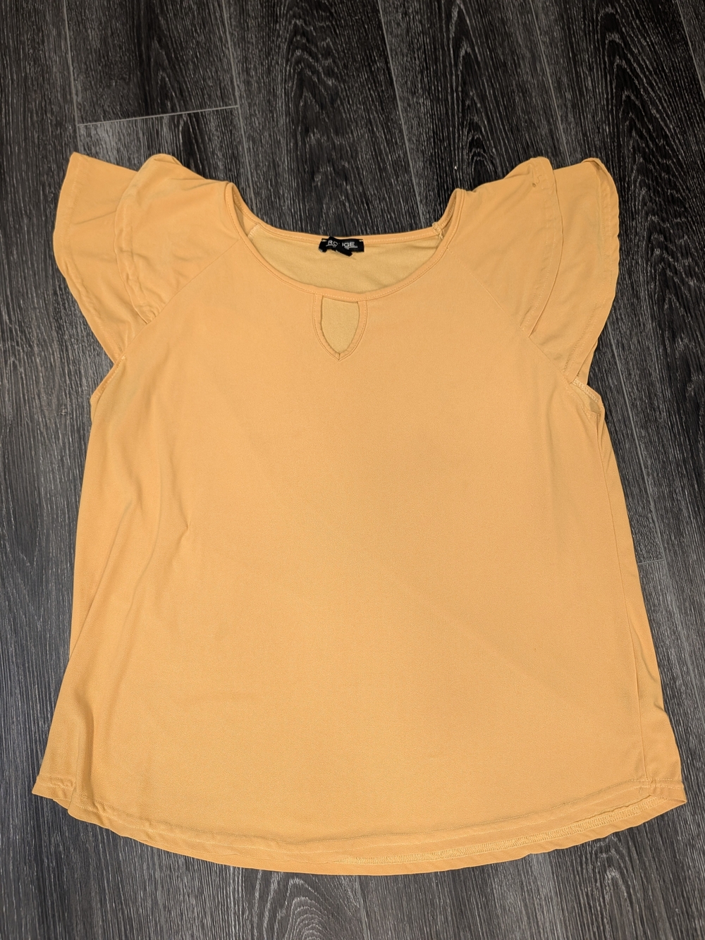 Rouge Helium Flutter Sleeve Keyhole Top - Mustard Yellow
